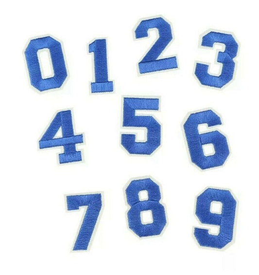 2” Royal Blue Numbers Embroidery Patch