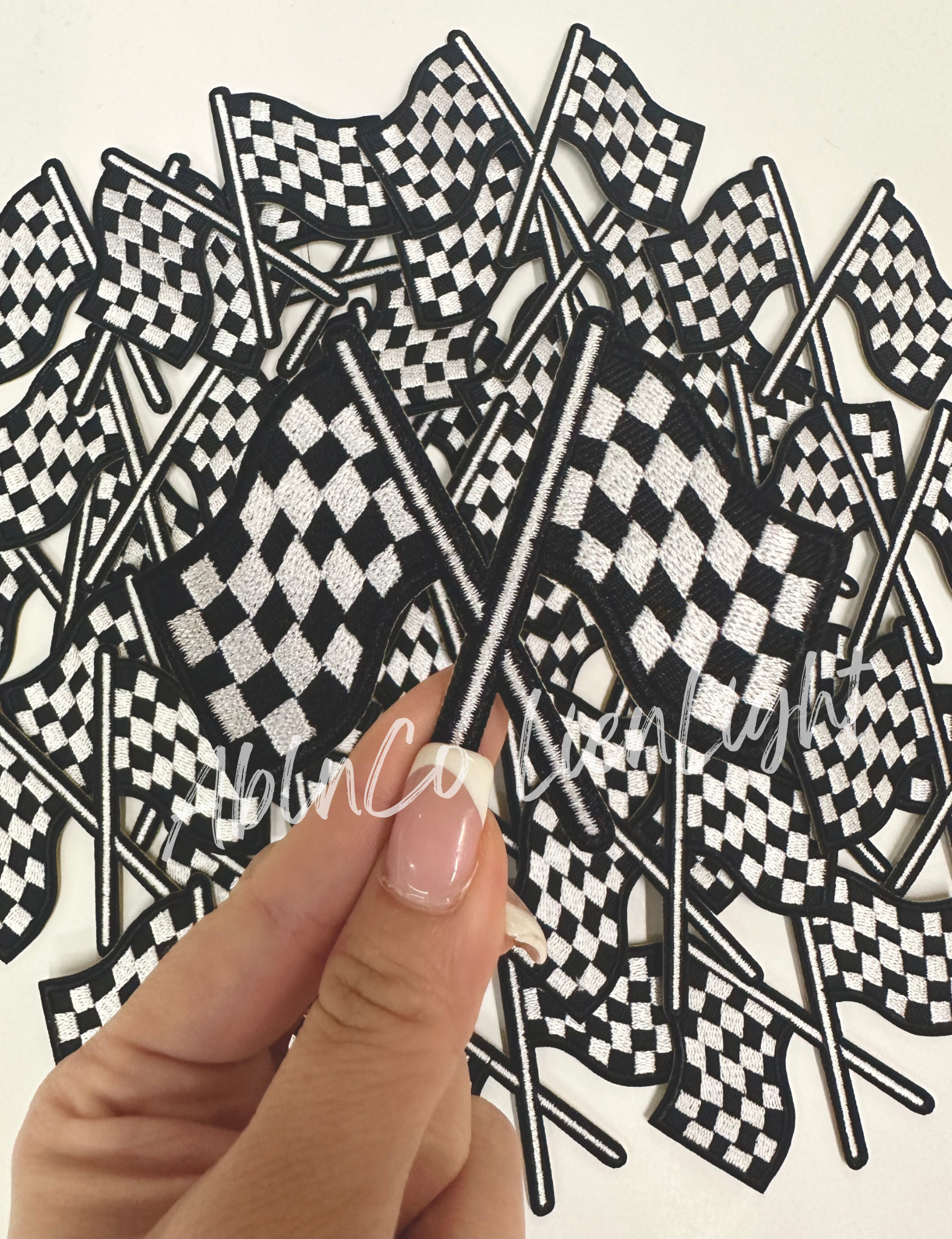 Black Checkered Flag Embroidery Patch