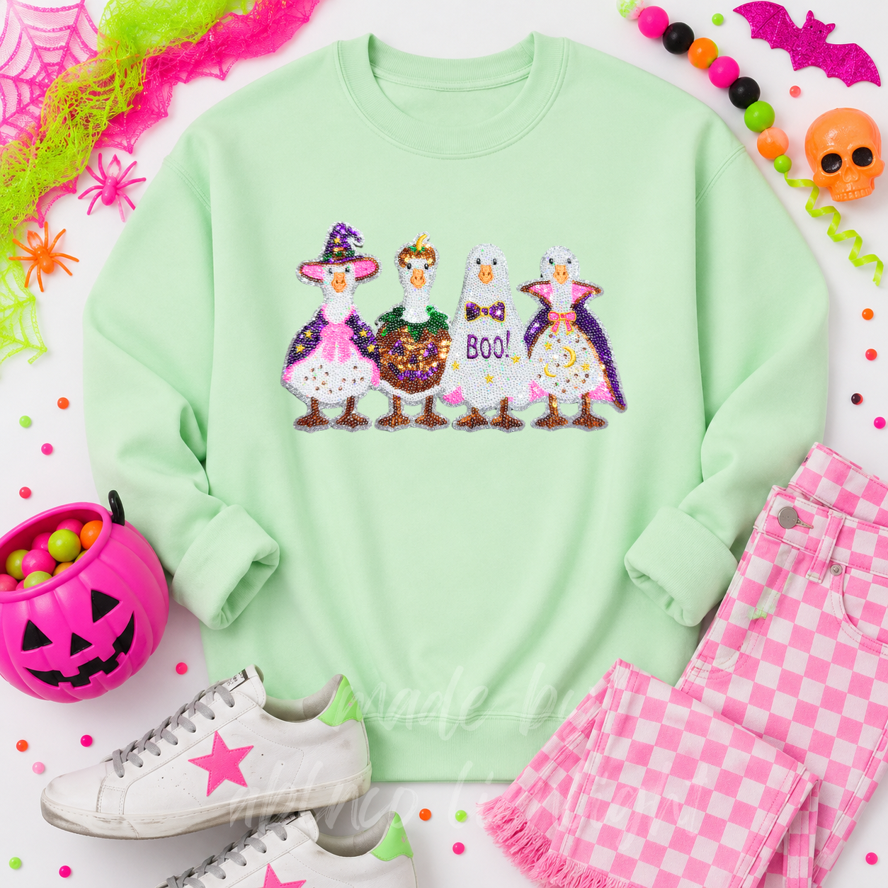 Silly Goose Halloween Sequin Patch Sweatshirt