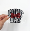 Maroon Cheer Comp Day Bow Sequin Patch