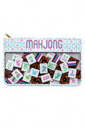 Colorful Embroidered Mahjong Tiles Clear Zipper Pouch Bag