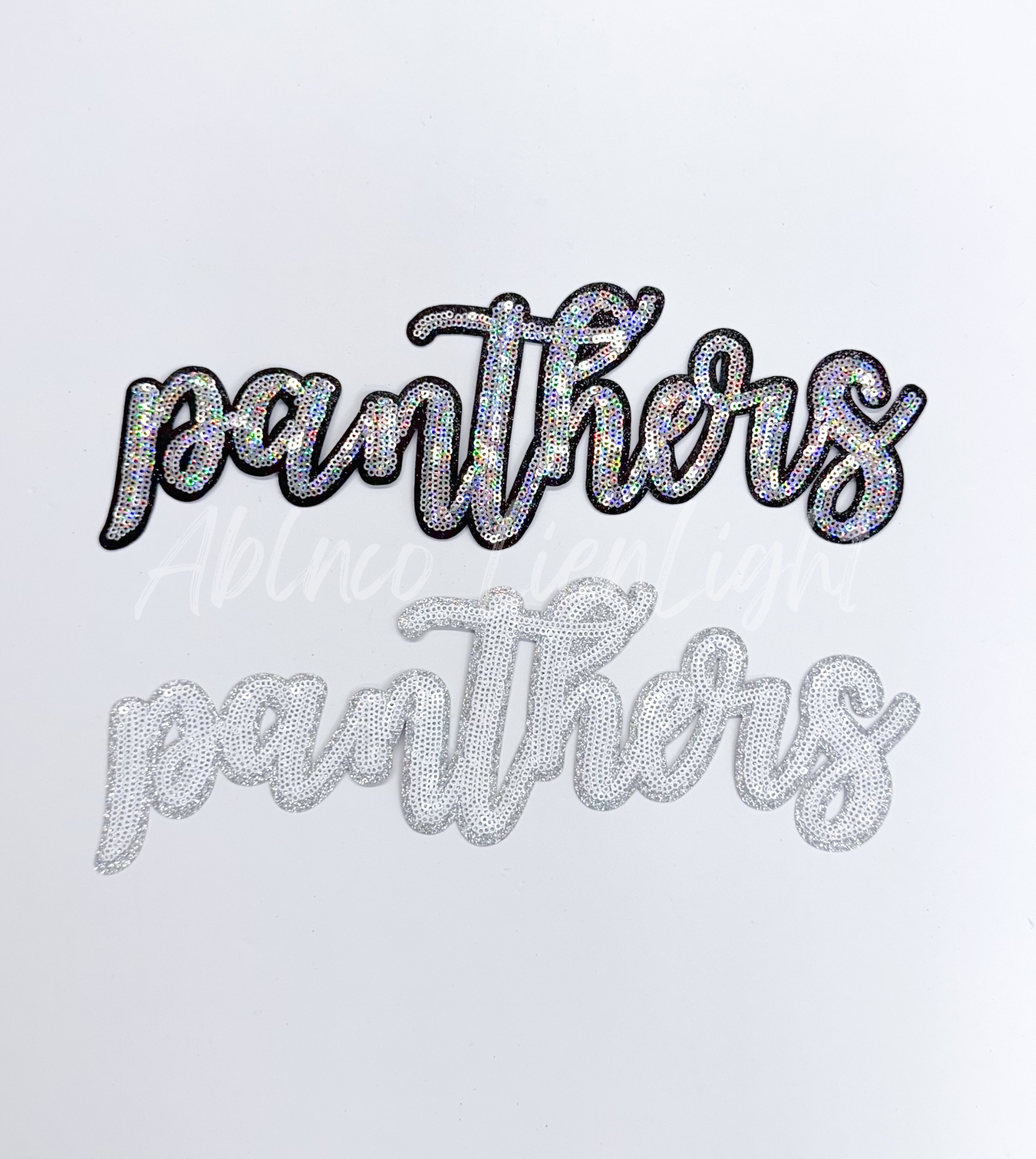 Panthers Mascot Script Sequin Patch - Large