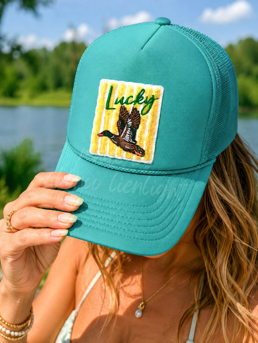 Lucky Duck Summer Sequin Patch Otto Trucker Hat