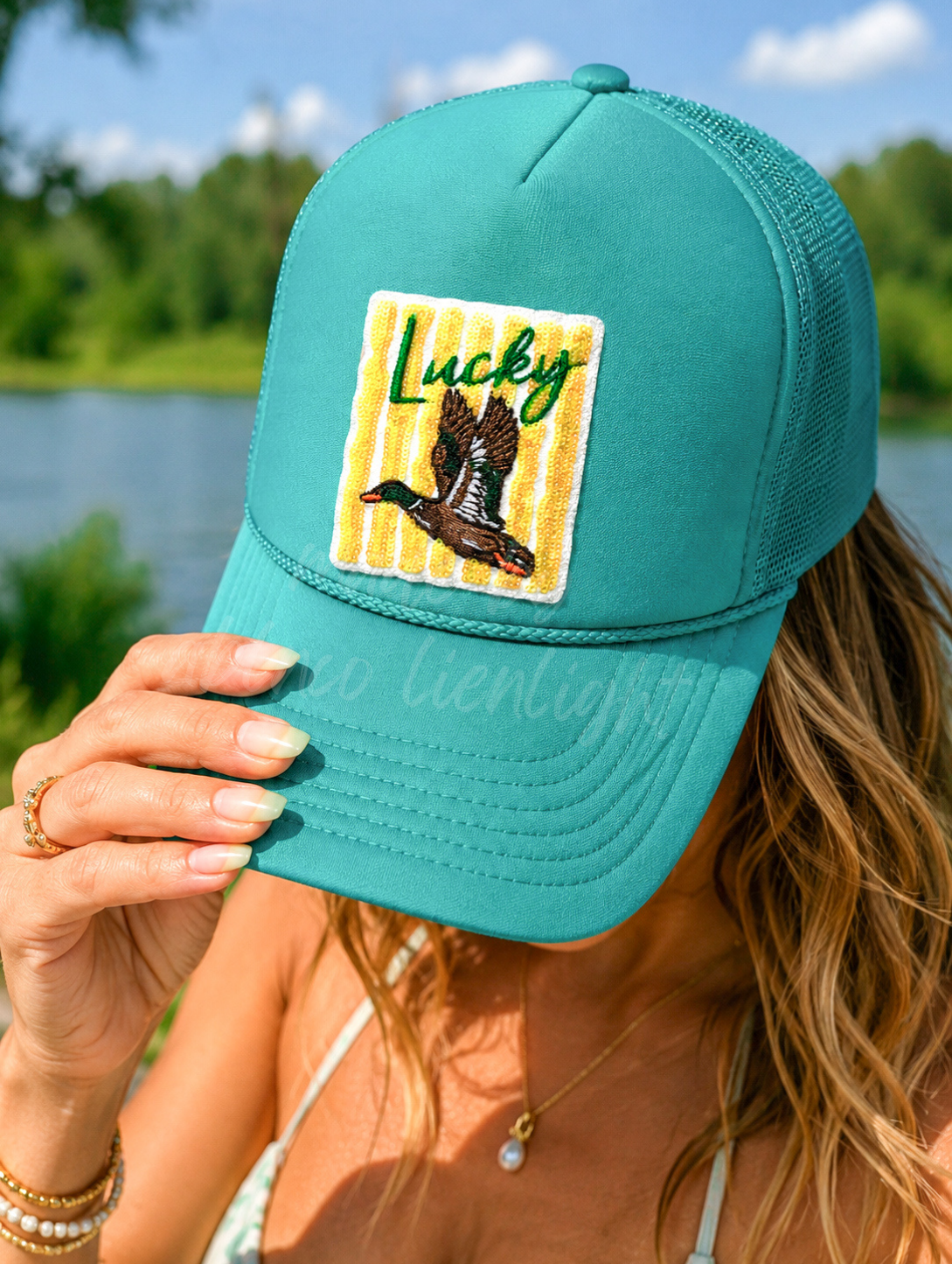 Lucky Duck Summer Sequin Patch Otto Trucker Hat