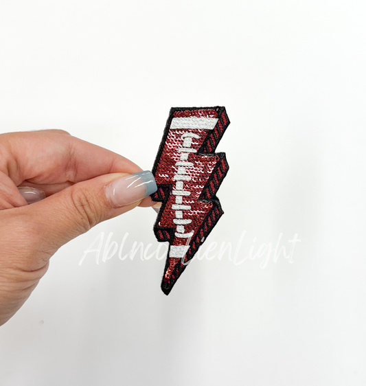 Football Sequins Lightning Bolt Patch