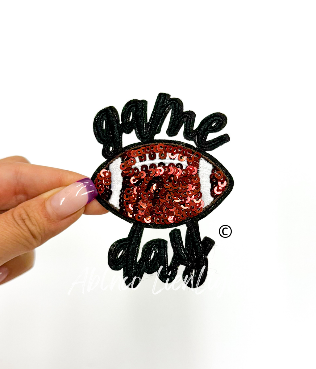 Football Game Day Embroidery Sequin Patch - Small ( 3'')