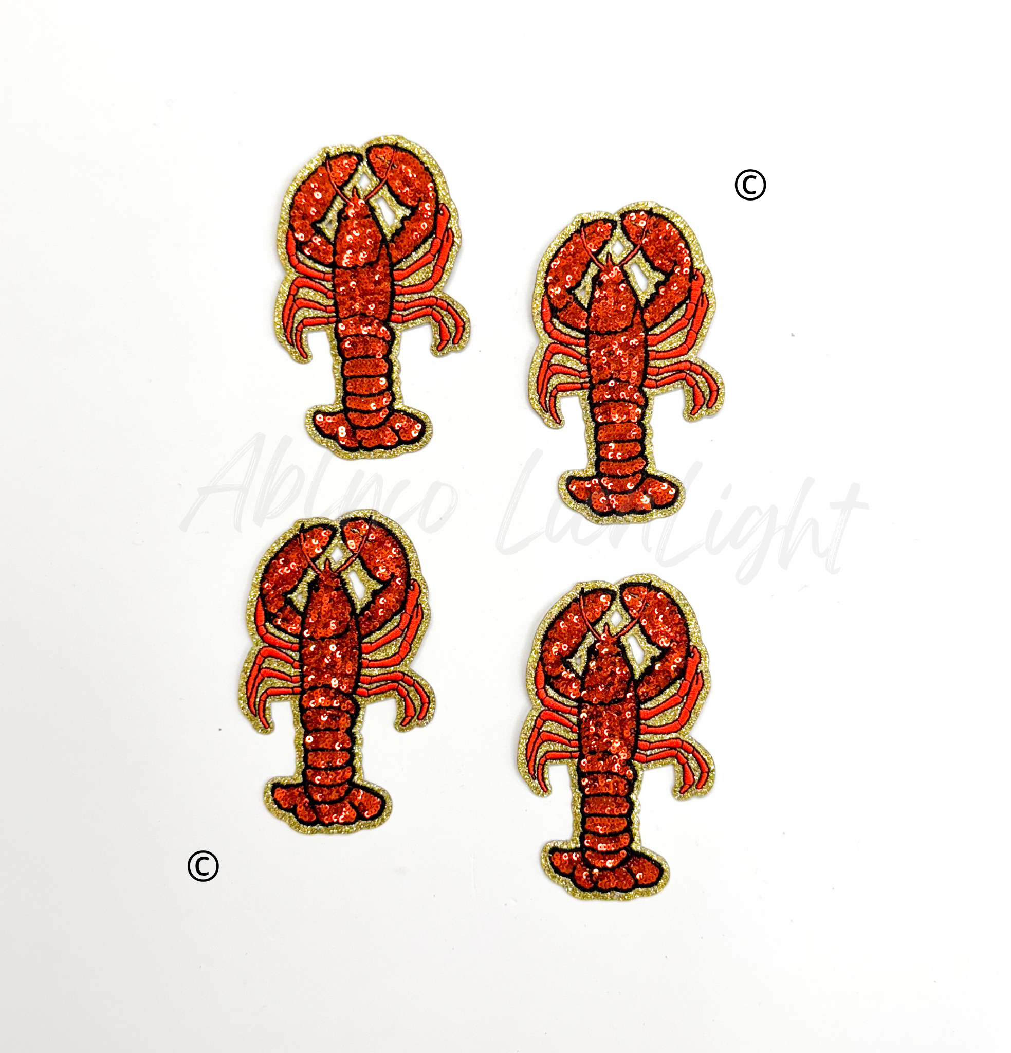 Crawfish Fishing Sequin Mardi Gras Patch - 4.5”