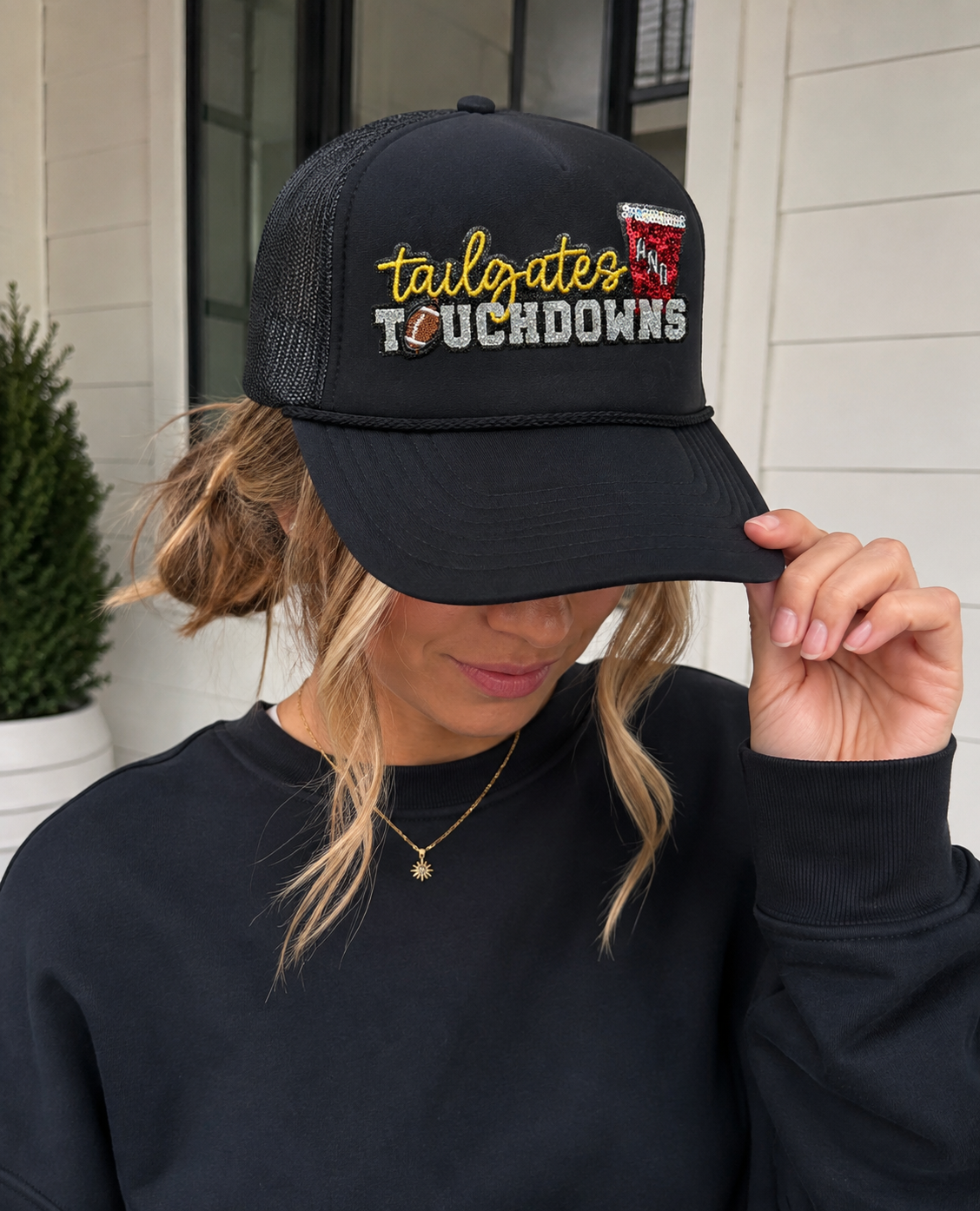 Tailgates And Touchdowns Sequin Patch Otto Trucker Hat