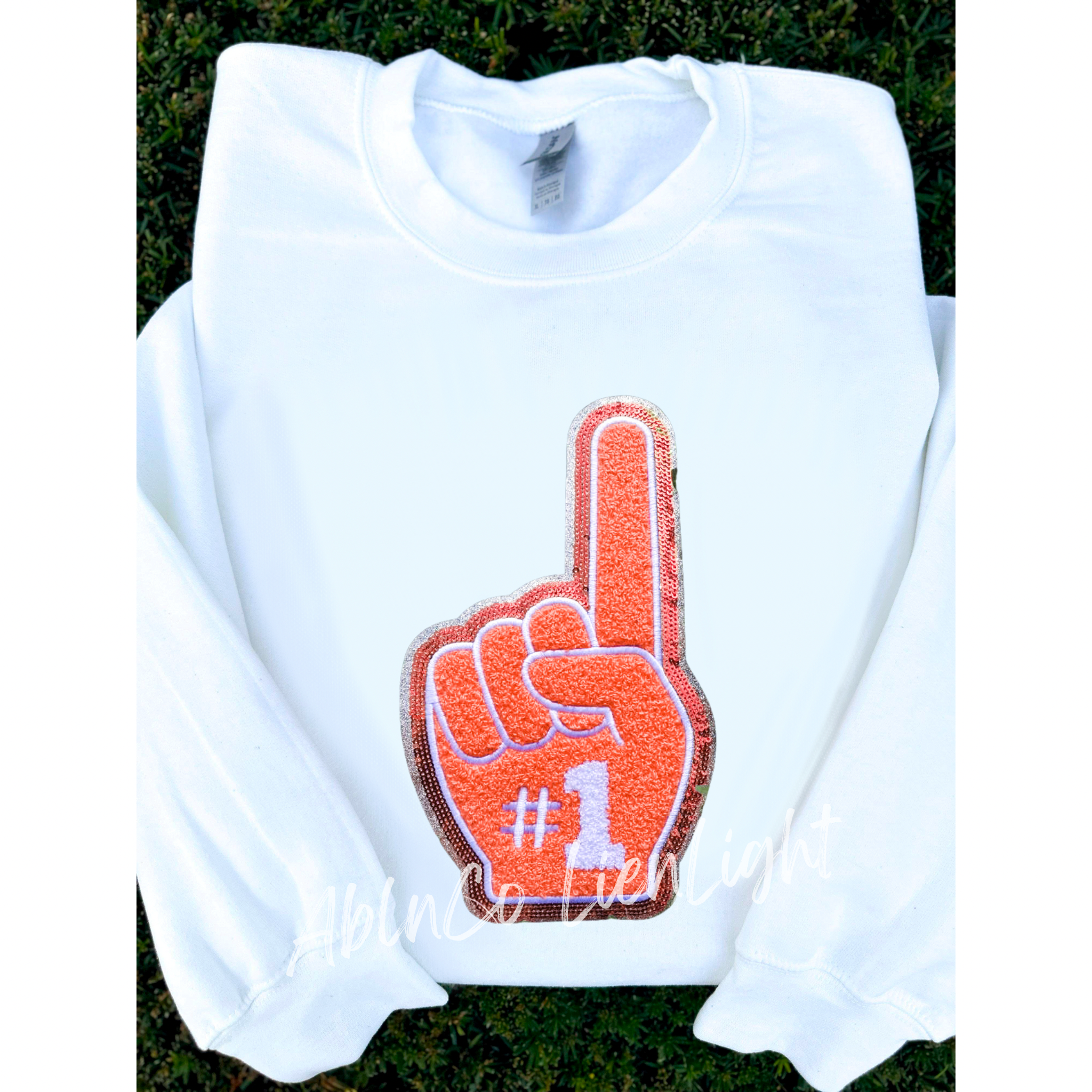 Orange Game Day Foam Finger Chenille Patch - Large