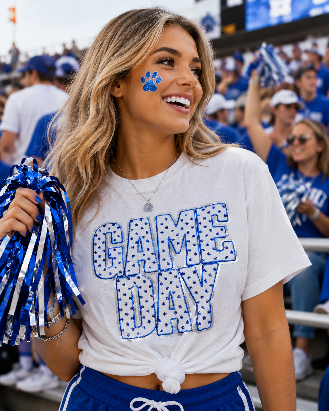 Royal Blue Polka Dots Game Day Sequin Tshirt & Sweatshirt