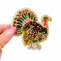 Colorful Turkey Thanksgiving Fall Sequin Patch - Small