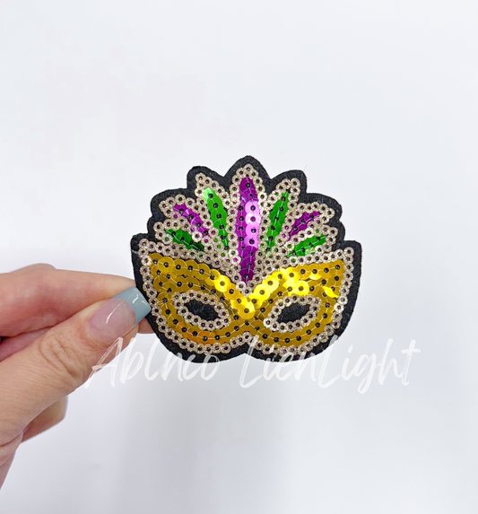 Small Mardi Gras Mask Sequins Patch