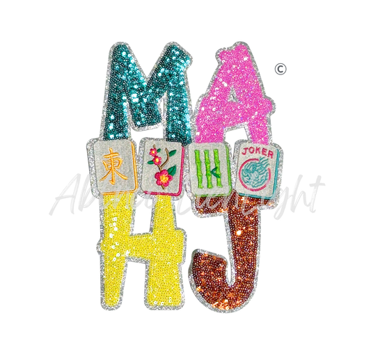 Colorful MAHJ Mahjong Sequins Patch - Large