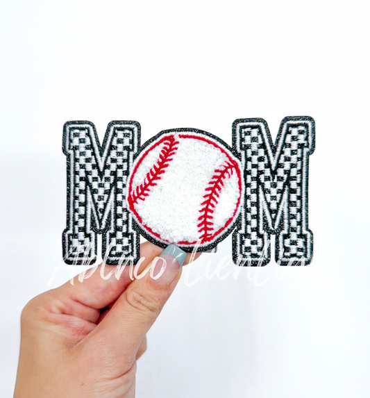 Baseball Mom Checkered Embroidery Patch