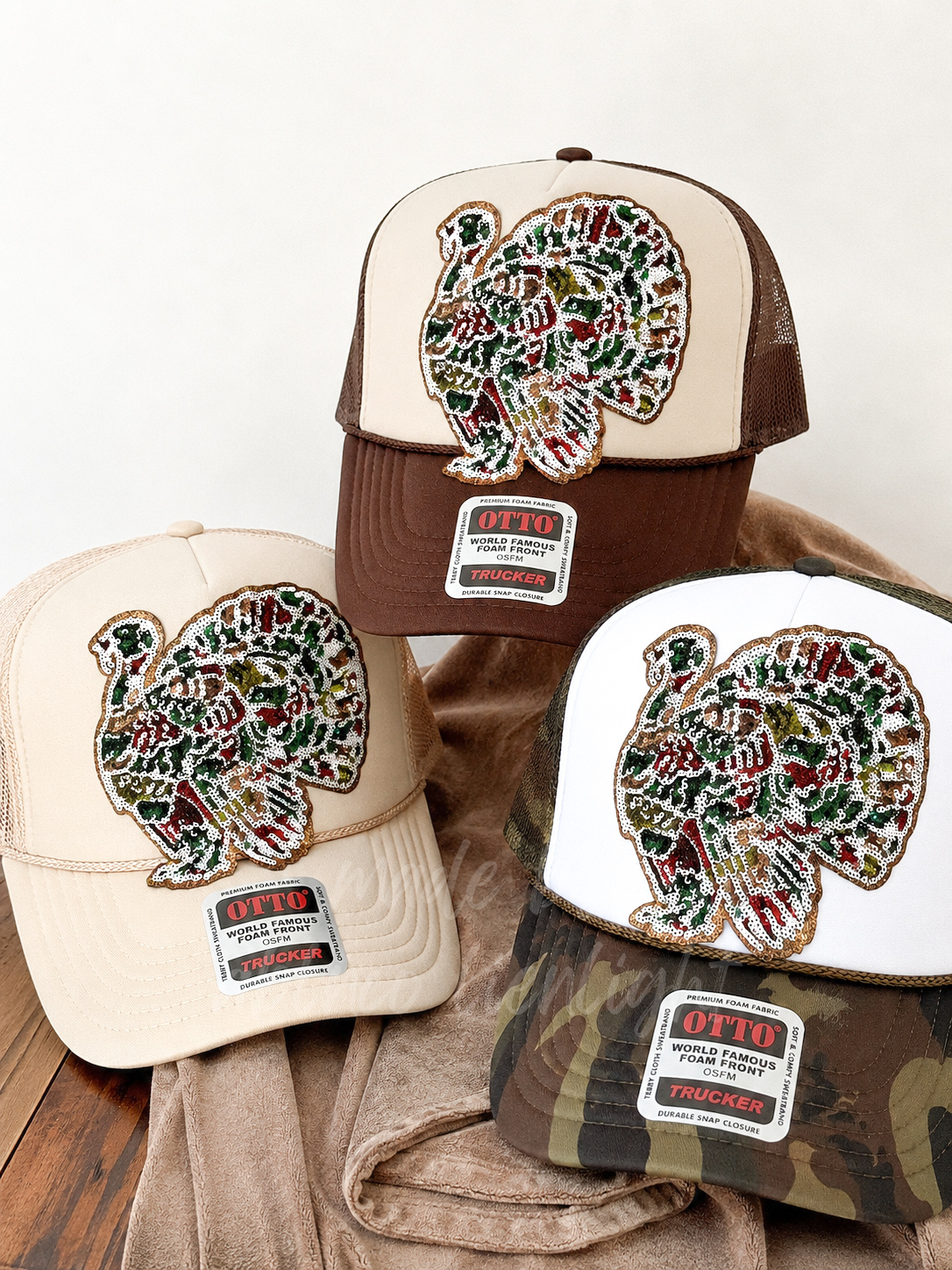 Sequin Camo Turkey Otto Trucker Hat