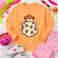 Floral Ghost Halloween Sequin Patch Sweatshirt