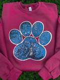 Paw Print Sequin Patch Sweatshirt