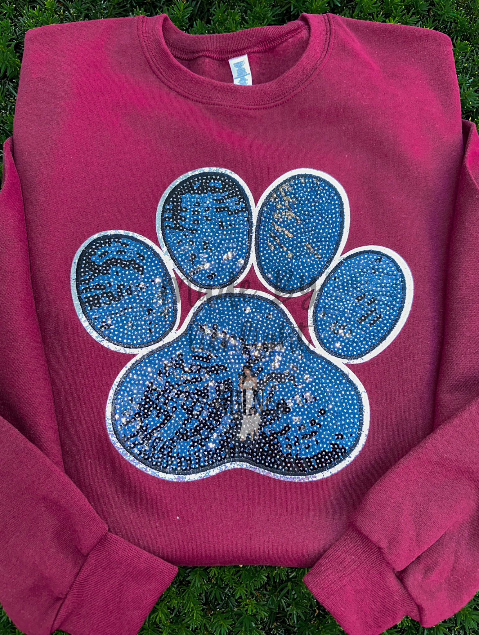 Paw Print Sequin Patch Sweatshirt