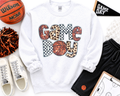 Basketball Game Day Cheetah Checkered Sequin Patch Sweatshirt