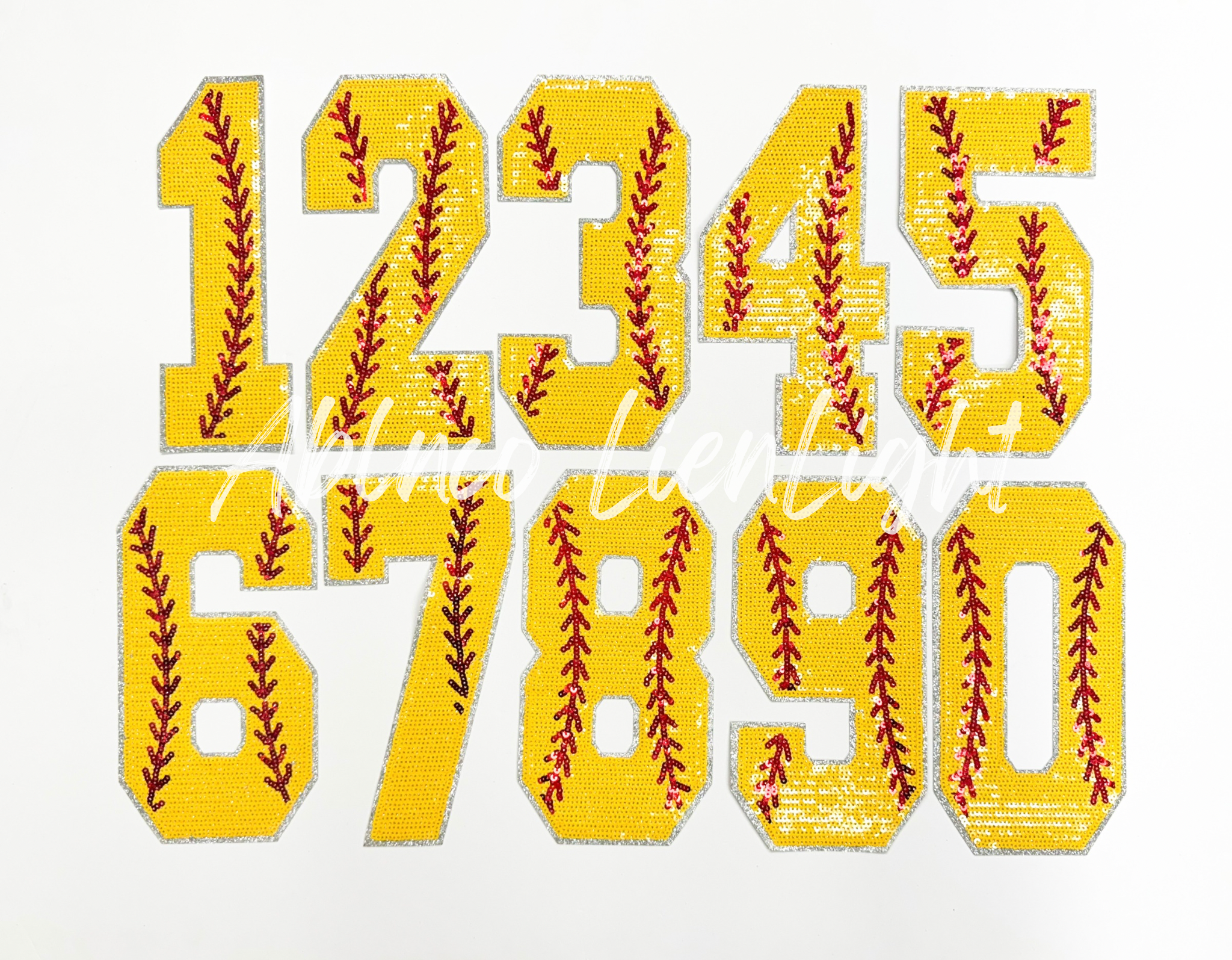 Softball Numbers Sequin Patch - Large