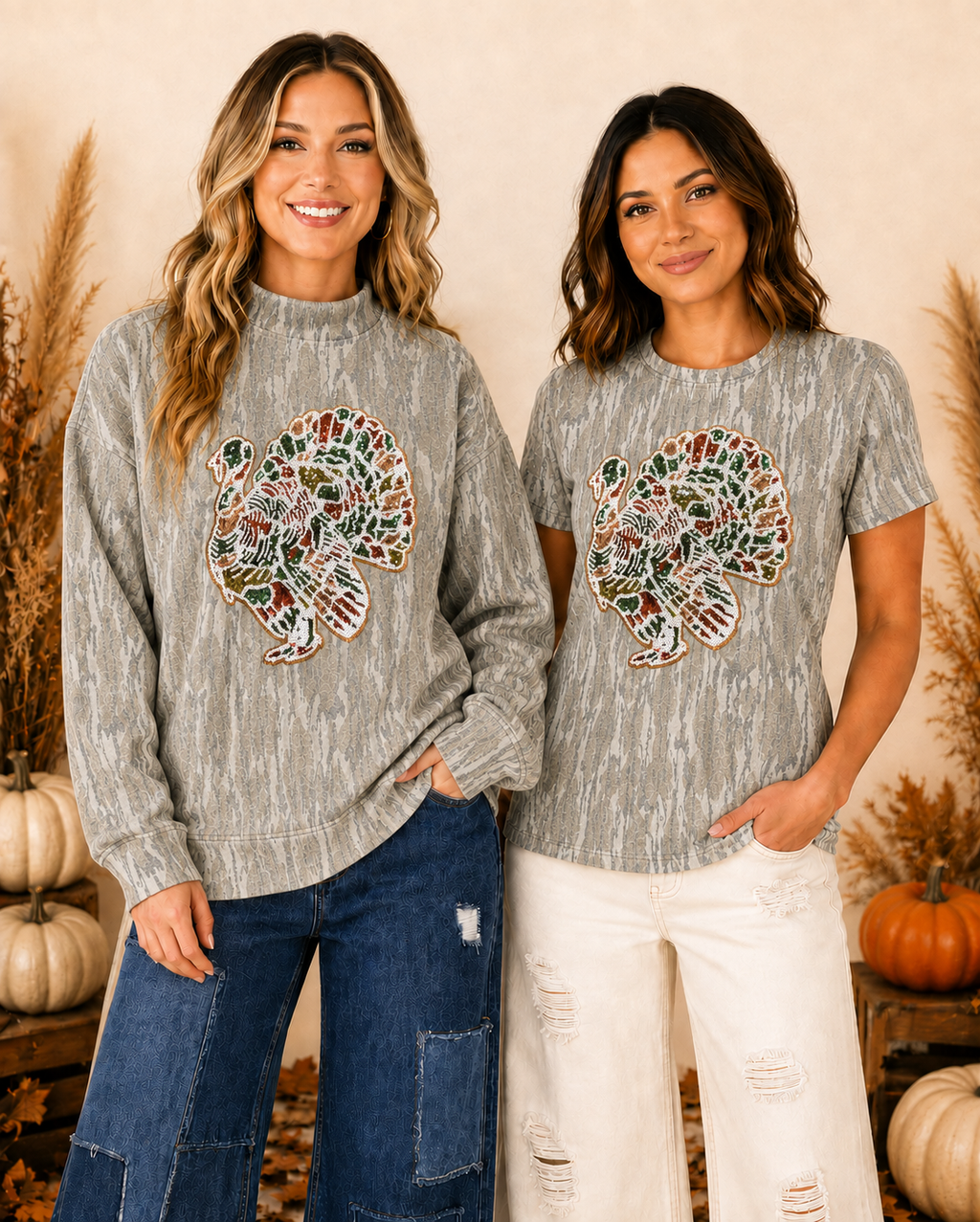 Great Outdoors Hunting Patch Mossy Oak Bottomland Mockneck Crew