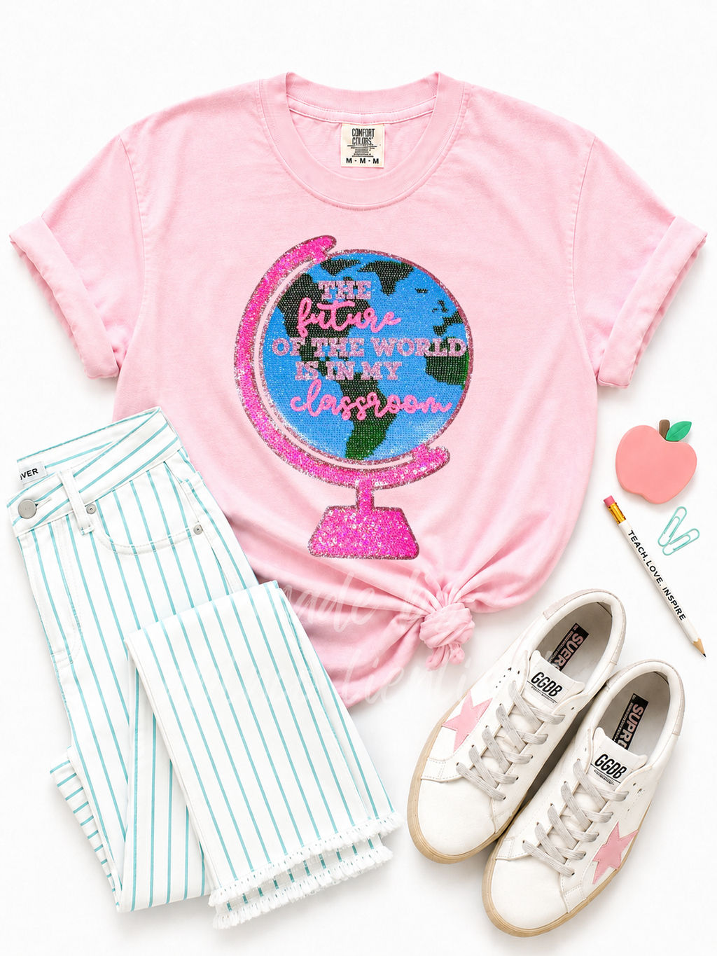 The Future Of The World Teacher Sequin Patch TShirt