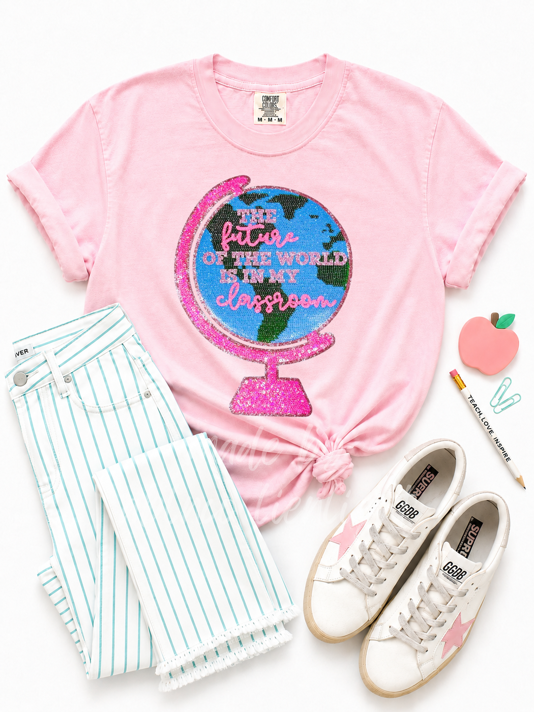 The Future Of The World Teacher Sequin Patch TShirt