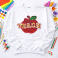 Teach Apple Teacher Sequin Patch Sweatshirt