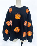 Basketball Beading Sparkles Sequins Black Sweatshirt