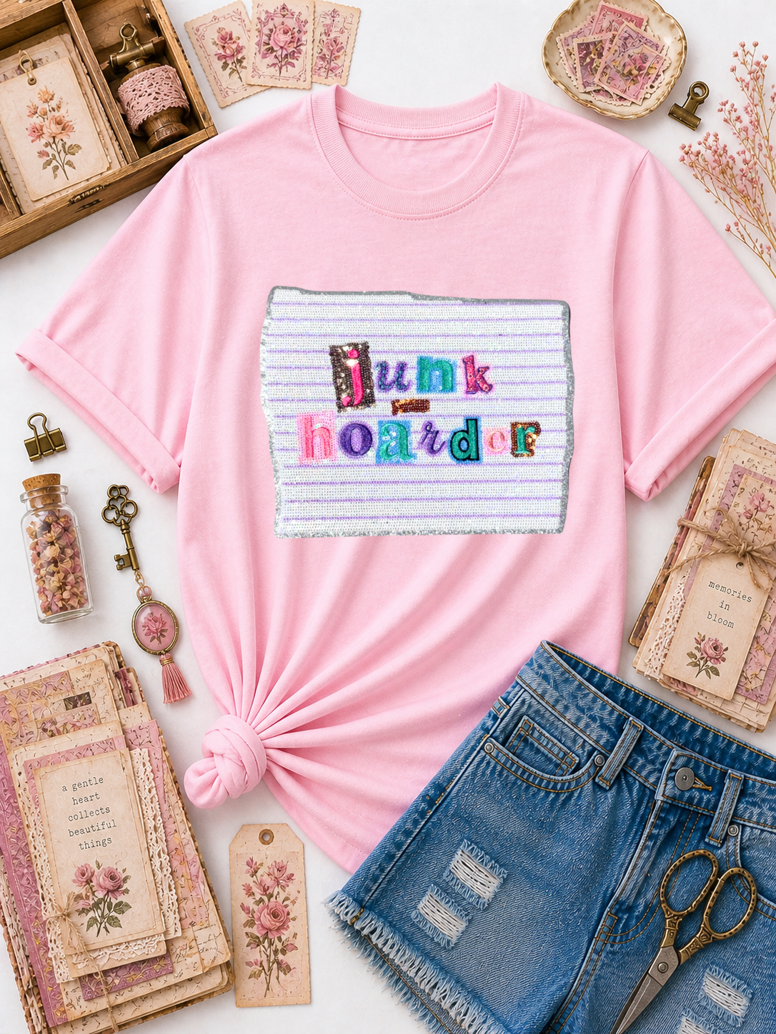 Journal Junk Hoarder Sequin Patch Tshirt