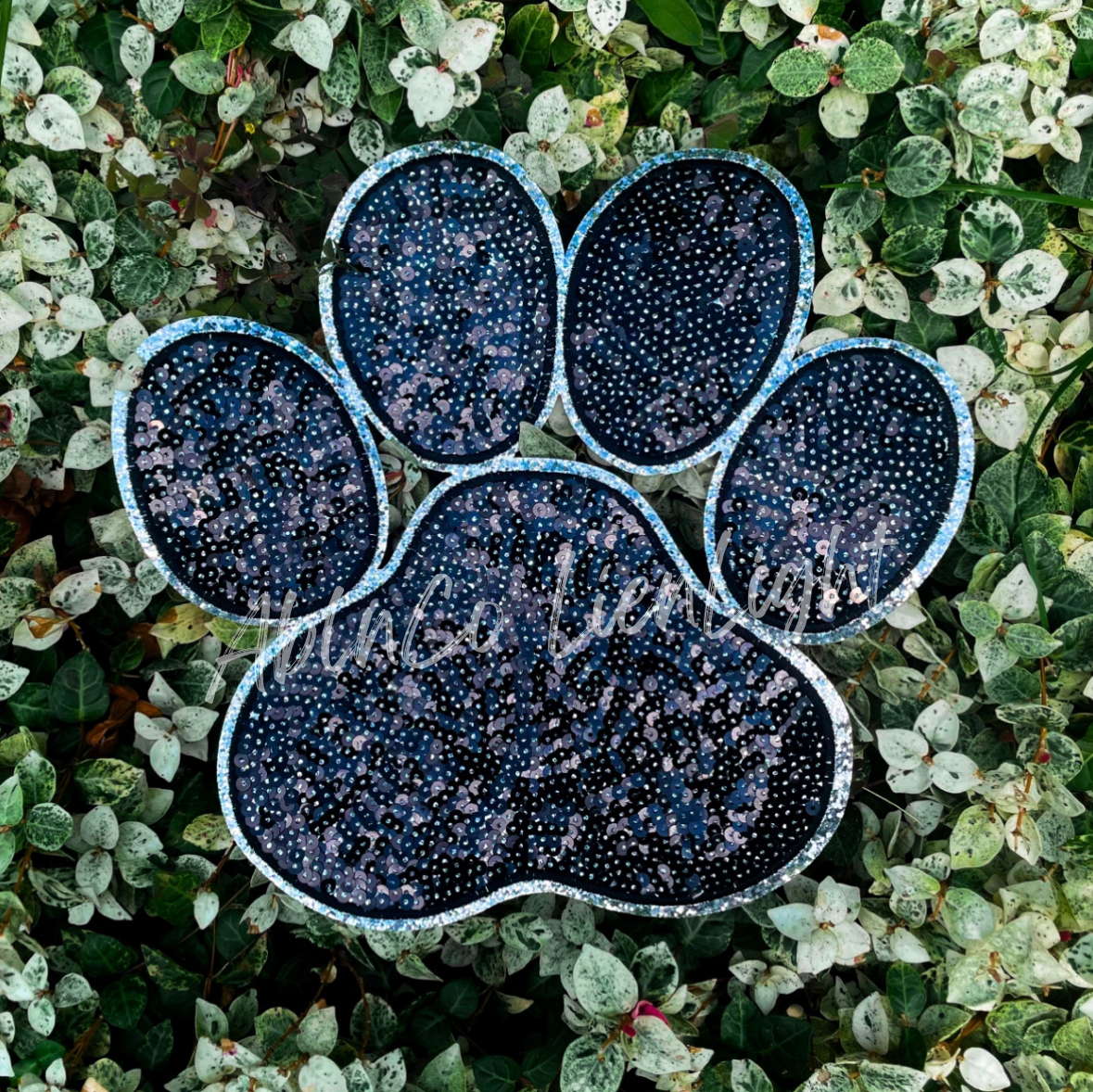 Big Black Sequin Paw Print Patch