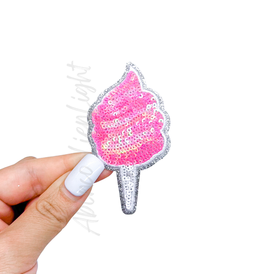 Pink Cotton Candy Food Sequin Patch