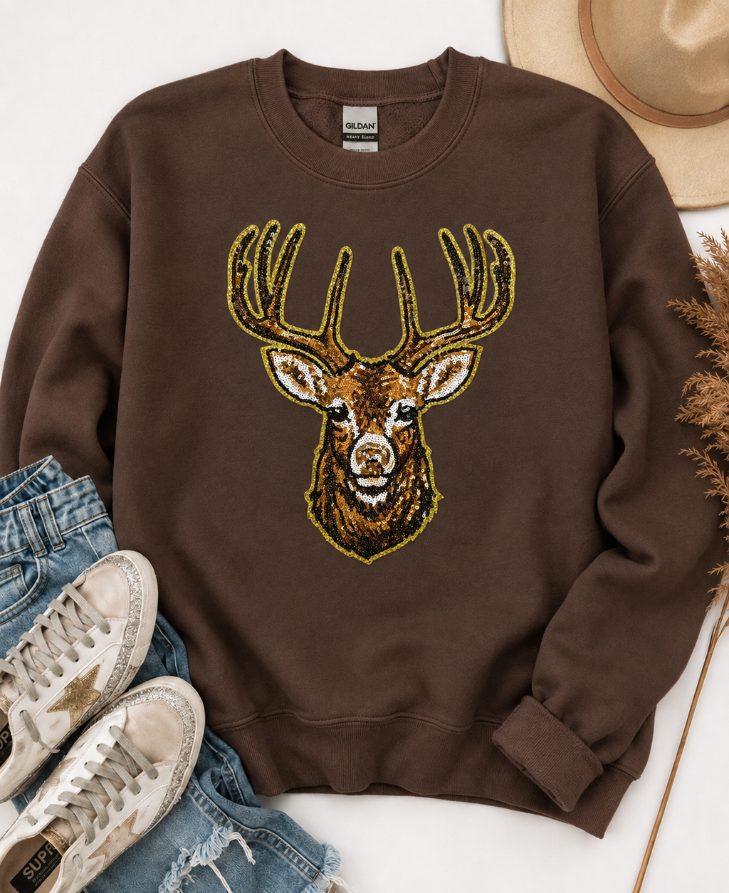 Deer Hunting Sequin Patch Sweatshirt