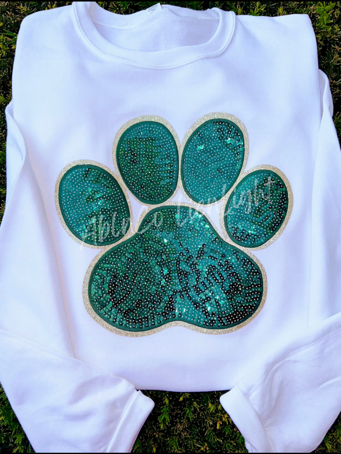 Big Green Sequin Paw Print Patch