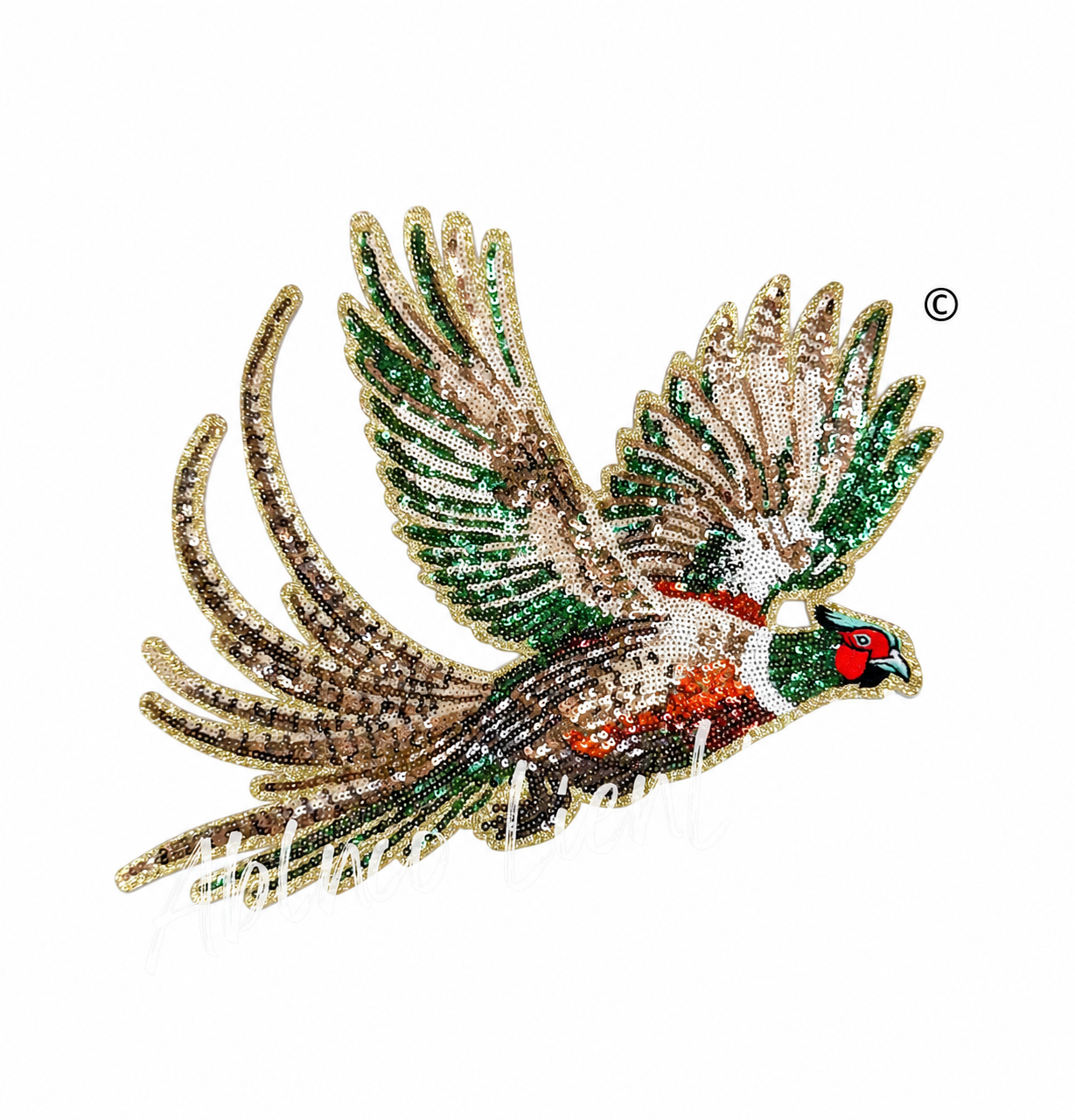 Pheasant Bird Hunting Sequin Patch - Large