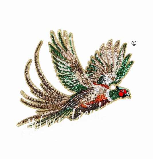 Pheasant Bird Hunting Sequin Patch - Large