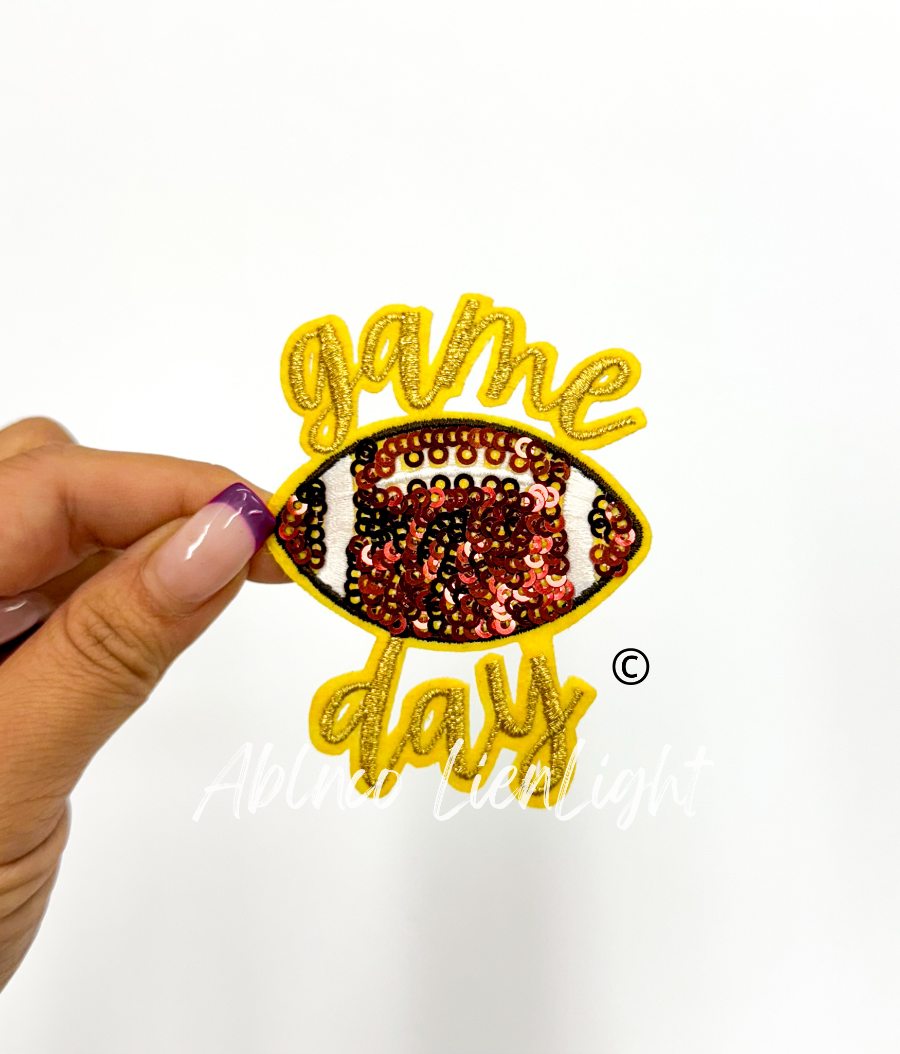 Football Game Day Embroidery Sequin Patch - Small ( 3'')