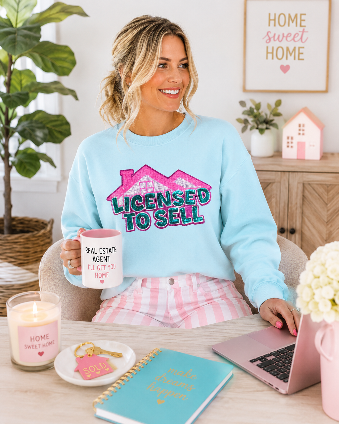 Licensed To Sell Realtor Sequin Patch Sweatshirt