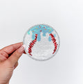 Baseball Drip Ice Cream Blue Ball Sequin Patch - Small