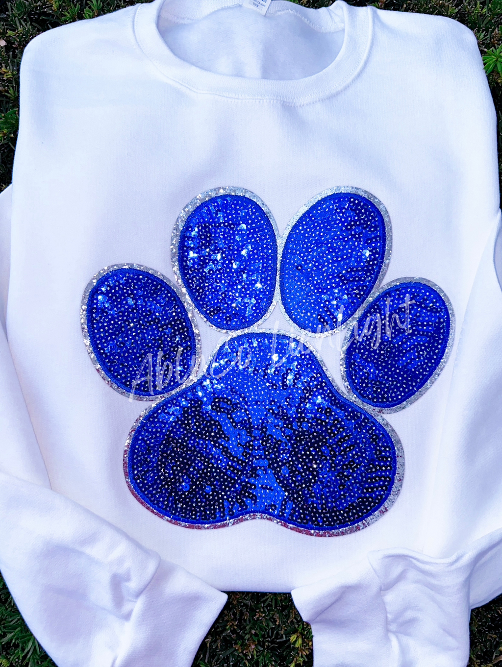 Big Royal Blue Sequin Paw Print Patch