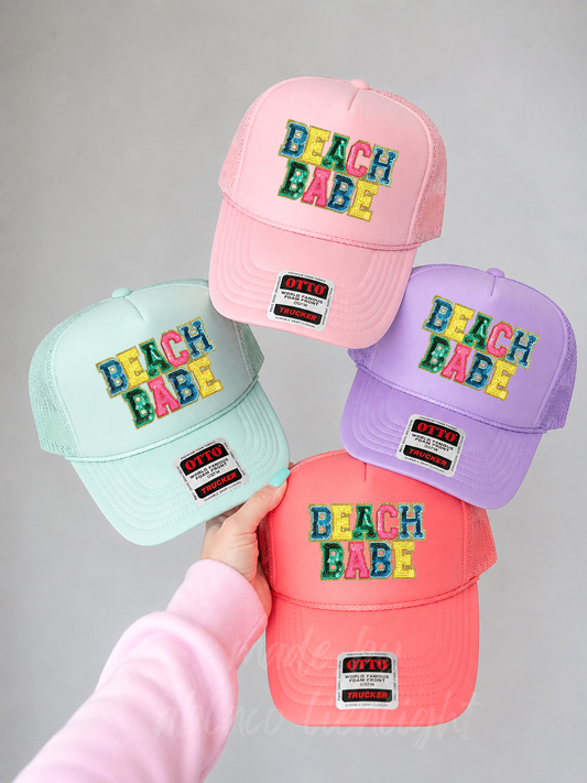 Sequin Beach Babe Summer Patch Otto Trucker Hat
