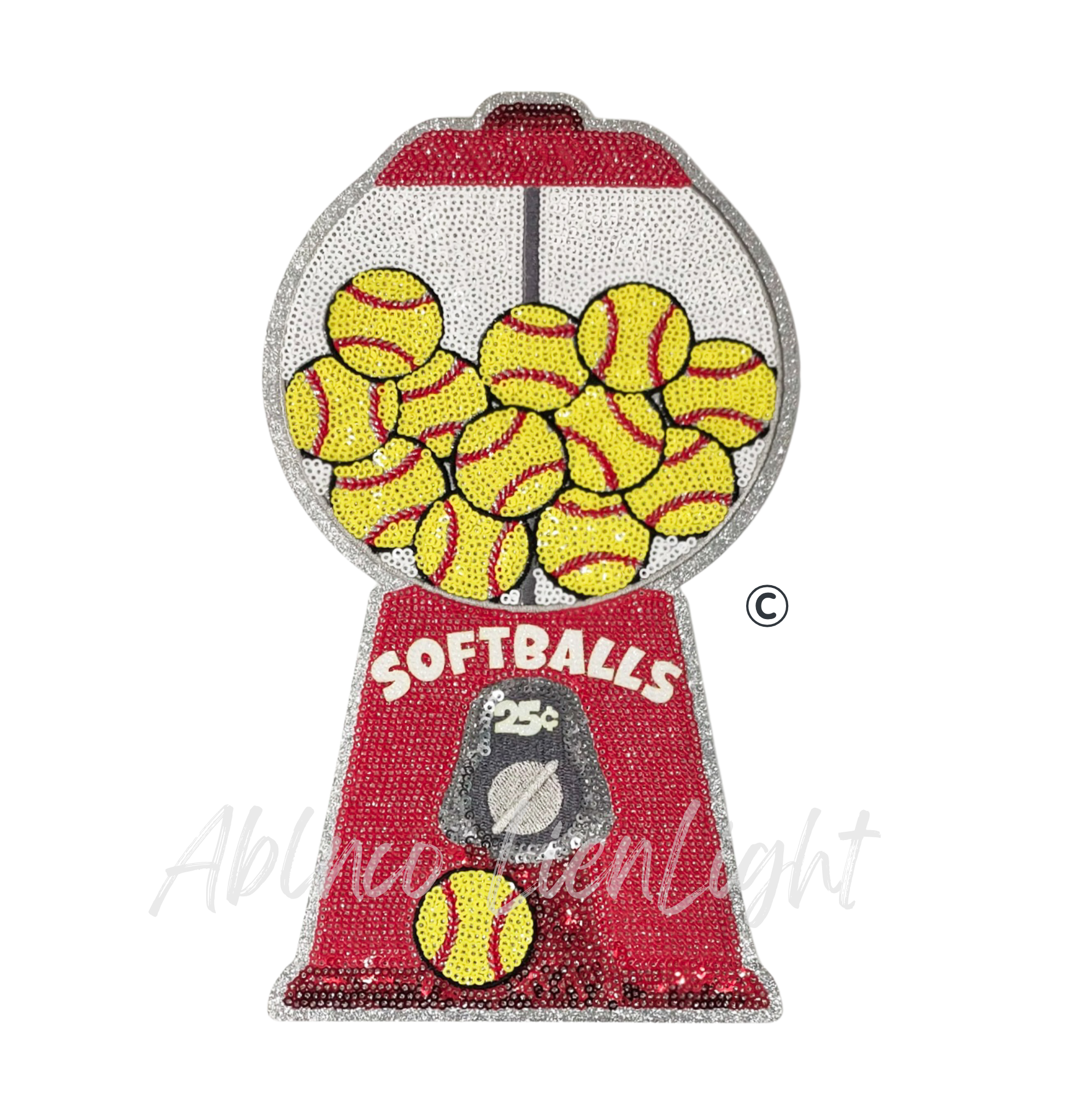 Softball Gumballs Embroidery Sequin Patch - Large