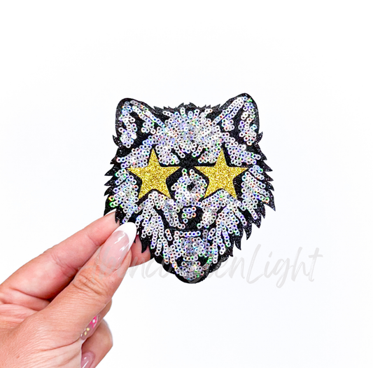 Wolf Mascot Gameday Sequin Patch - Small