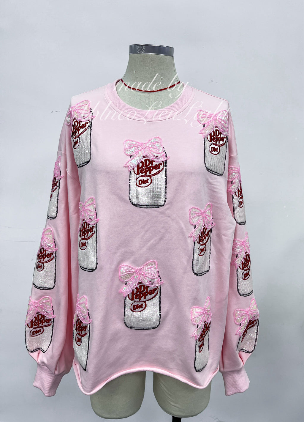 Sparkles Sequins Diet Dr Pepper Bow Pink Sweatshirt
