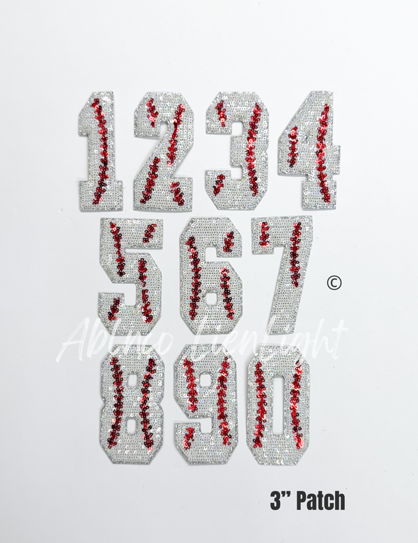 Baseball Numbers Sequin Patch - Small