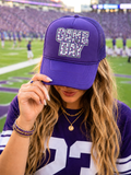 Purple Polka Dots Game Day Sequin Patch Otto Trucker Hat