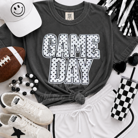 Black Polka Dots Game Day Sequin Tshirt & Sweatshirt