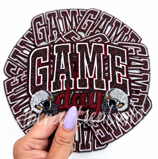 Maroon  Game Day Helmet Embroidery Patch