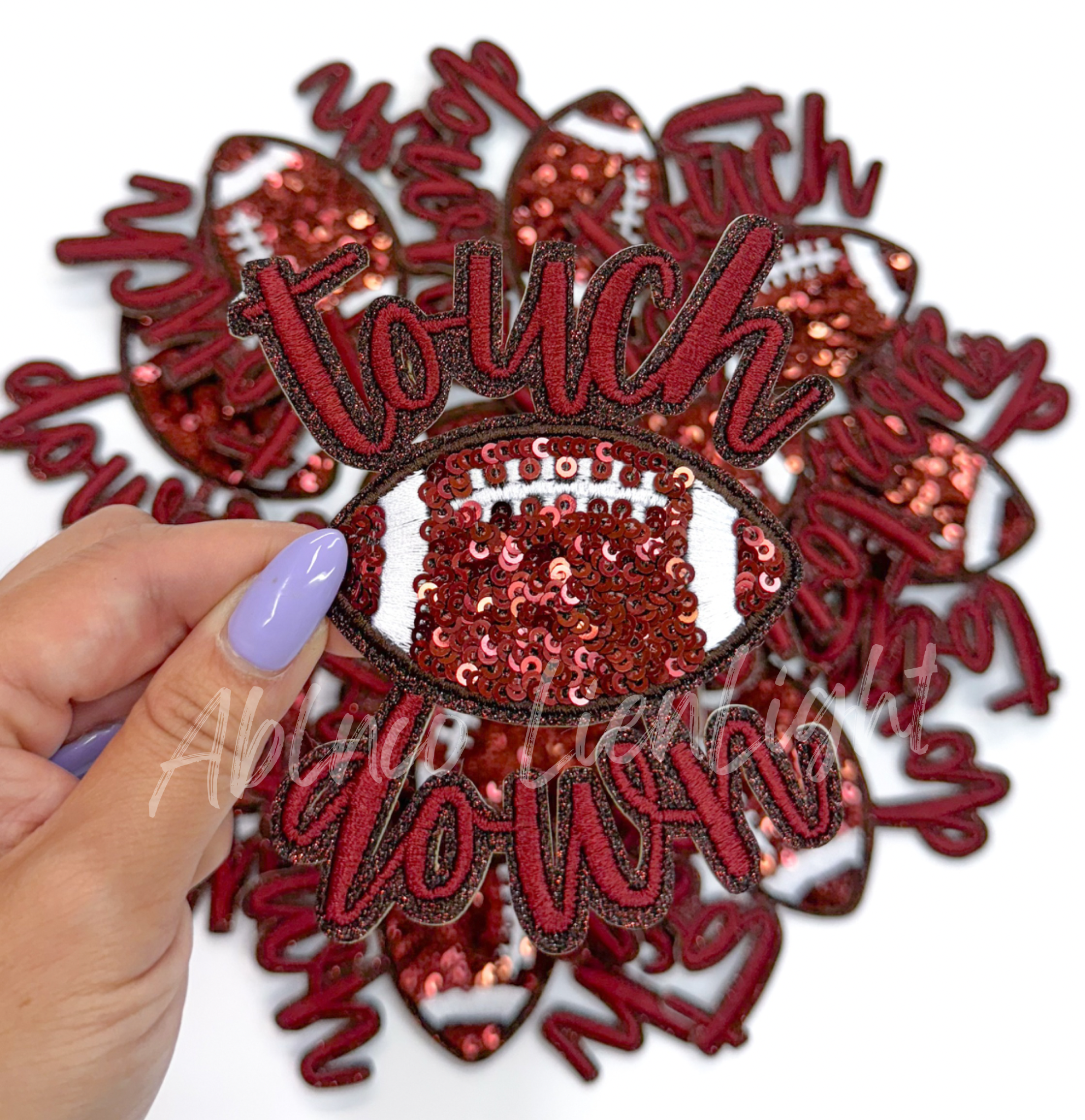 Maroon Touchdown Glitter ADHESIVE STICKER Patch – ABLNco