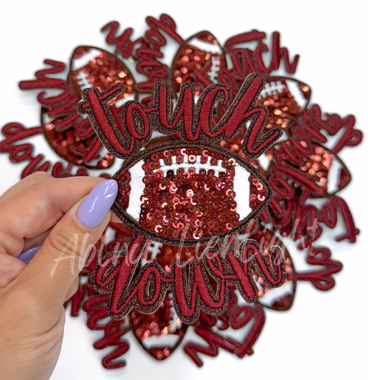 Maroon Touchdown Glitter ADHESIVE STICKER Patch